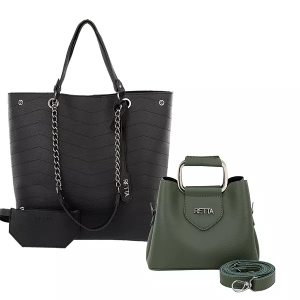 Kit Valentina Grande Preta + Chloe pequena Militar