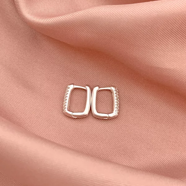 Argola Retangular P Três Fileiras Zirconia Prata 925