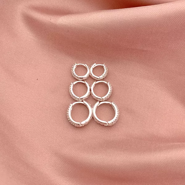 Trio Argola com Três Fileira Zirconia Prata 925