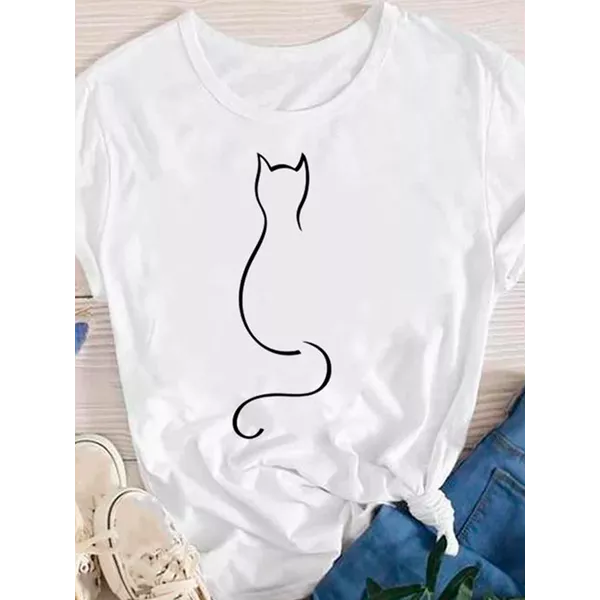 Camiseta Estampada Frente Gatinho Rabinho