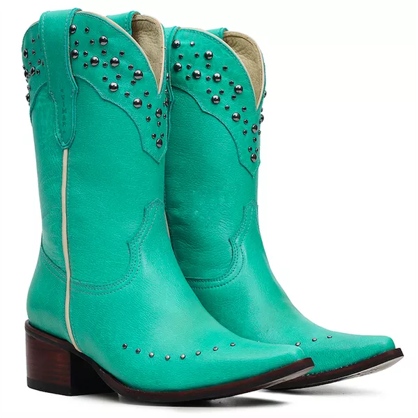 Bota Bico Fino Verde Água 