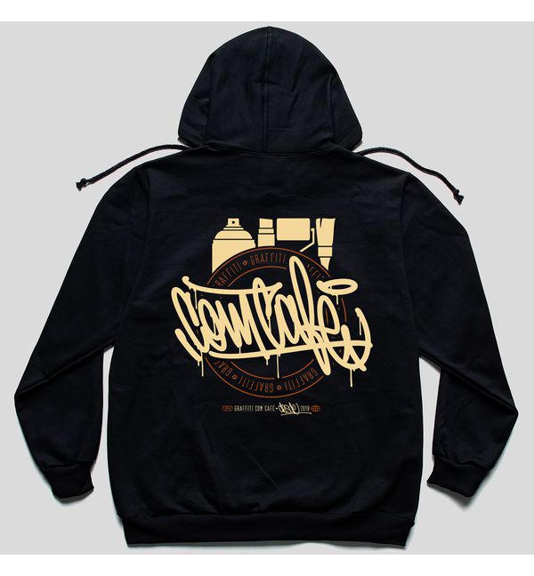 Moletom Canguru LABEL - Preto - Graffiti com Café