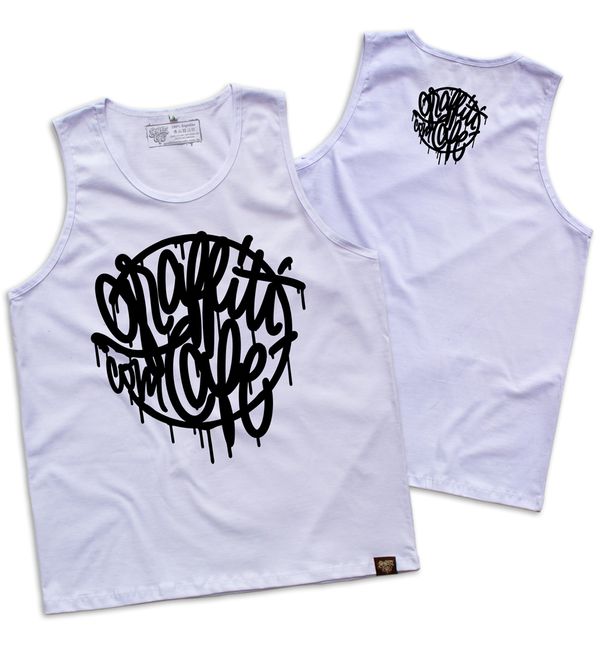 Regata TYPE Graffiti com Café - Branca - Graffiti com Café