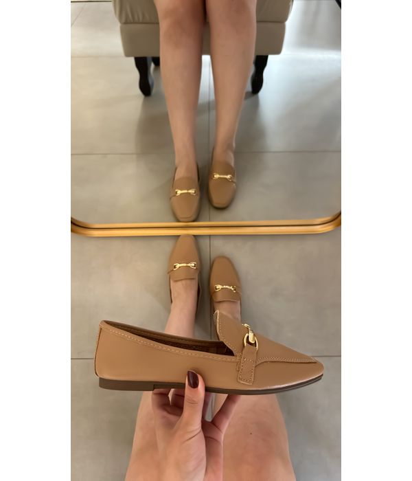Loafer Ester em Couro Capuccino