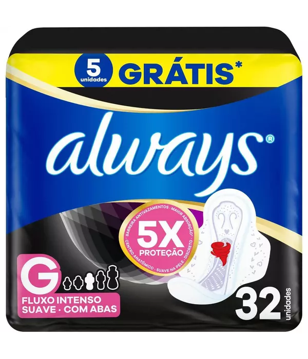 Always Absorvente Noturno Suave G com Abas 32 unidades
