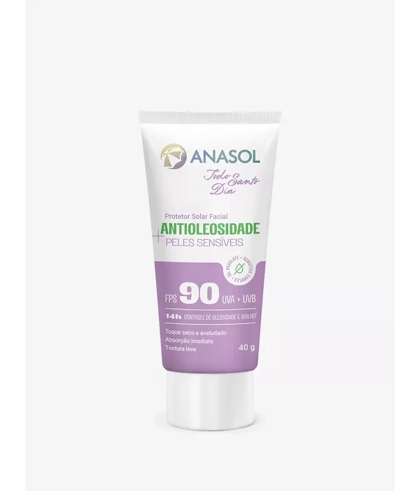 Anasol protetor solar facial todo santo dia - antioleosidade sensitive fps 90 - 40g
