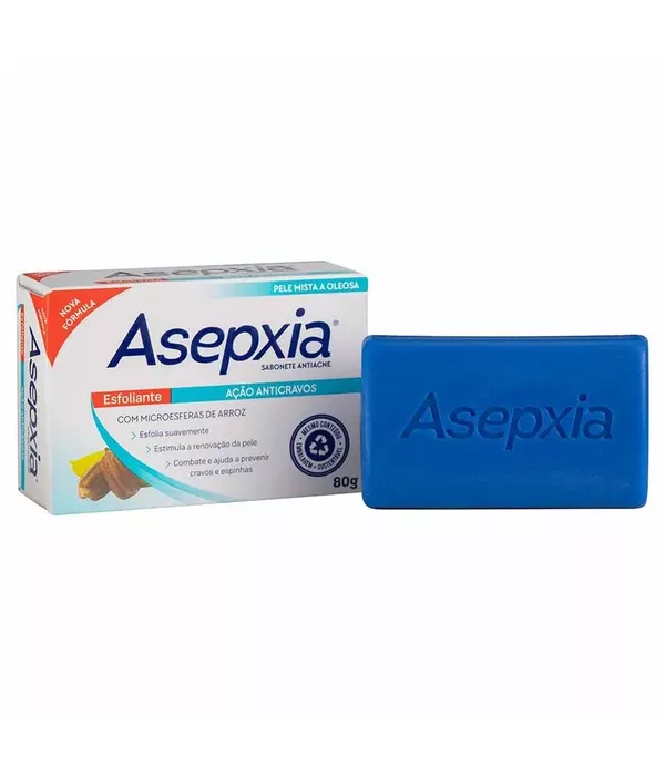 Asepxia Sabonete Antiacne Esfoliante Ação Anticravos 80g