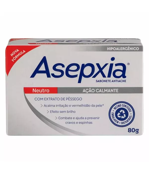 Asepxia Sabonete Antiacne Neutro Ação Calmante 80g