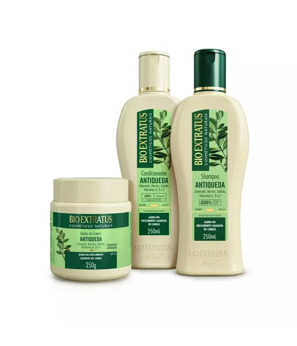 Bio Extratus Kit Antiqueda Shampoo 250ml + Condicionador 250ml + Banho de Creme 250g
