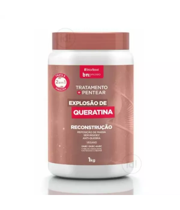 Beleza Natural Creme de Pentear 2 em 1 Explosão de Queratina 1kg
