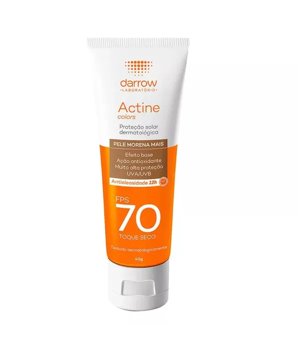 Actine Protetor Solar Facial FPS70 Efeito Base Tom3 - Médio escuro 40g
