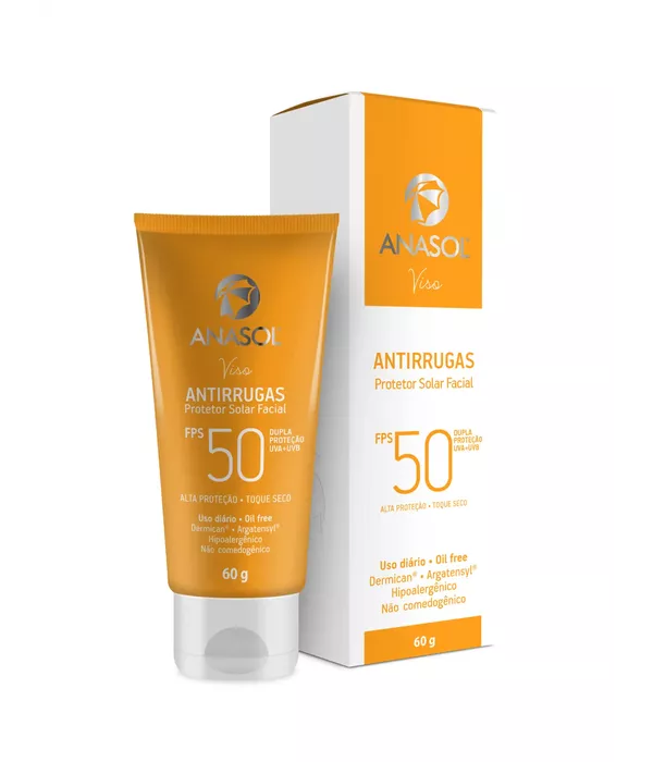 Anasol Protetor Solar Facial Antirrugas FPS 50 Hidratação + firmeza 60g
