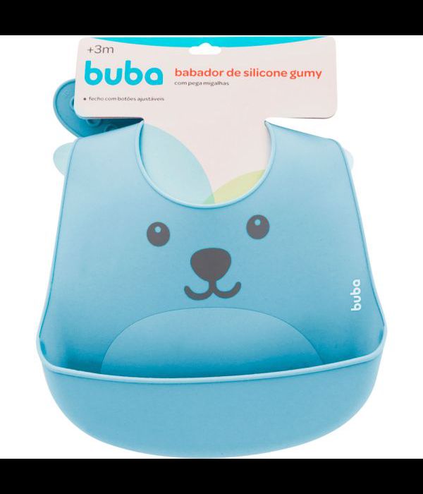 Babador em Silicone com Pega-Migalhas azul