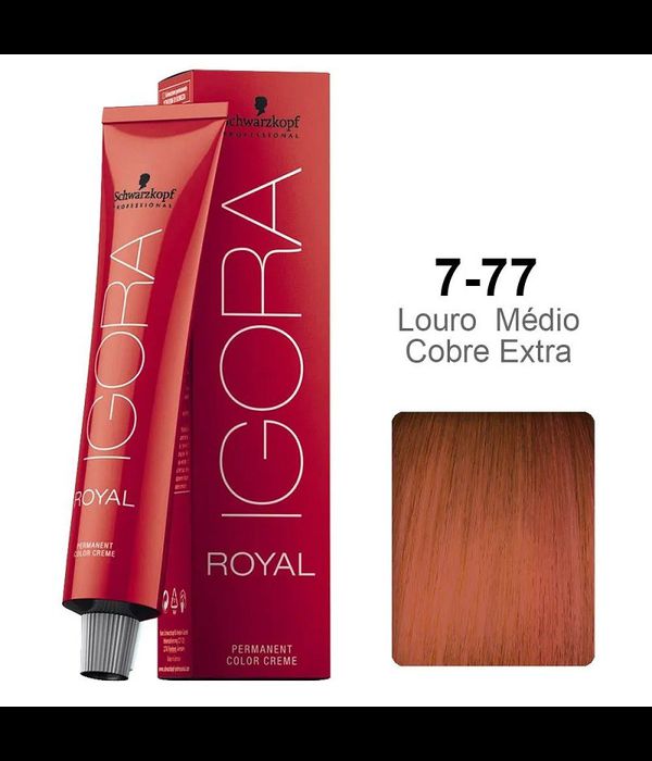 Coloração Igora Royal 7.77 Louro Médio Cobre Extra