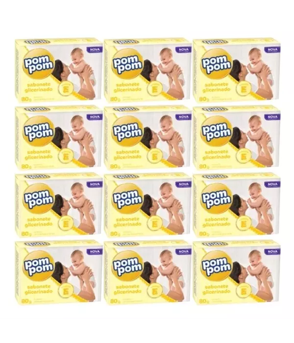 Kit c/ 12 Sabonetes Pompom Glicerinado 70g