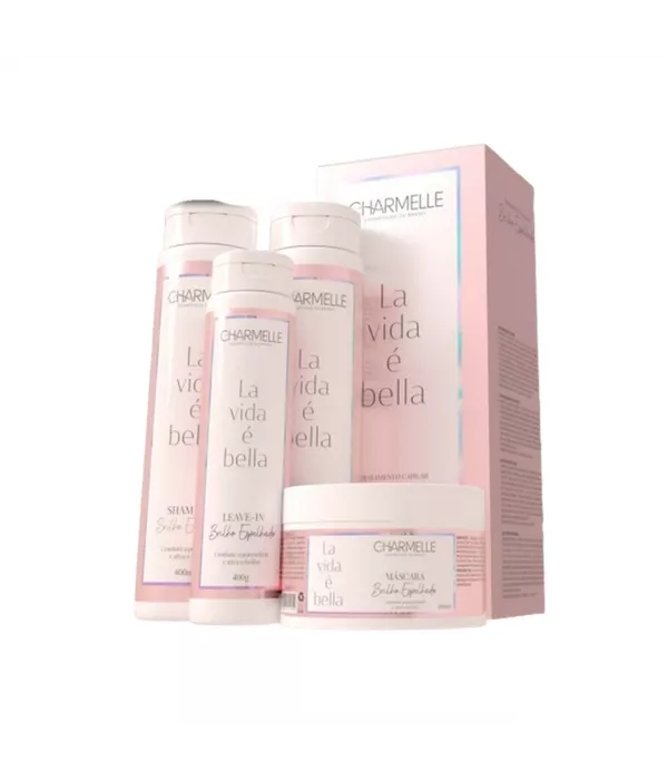CHARMELLE KIT LA VIDA É BELLA BRILHO ESPELHADO SHAMPOO+CONDICIONADOR+MASCARA+FINALIZADOR 