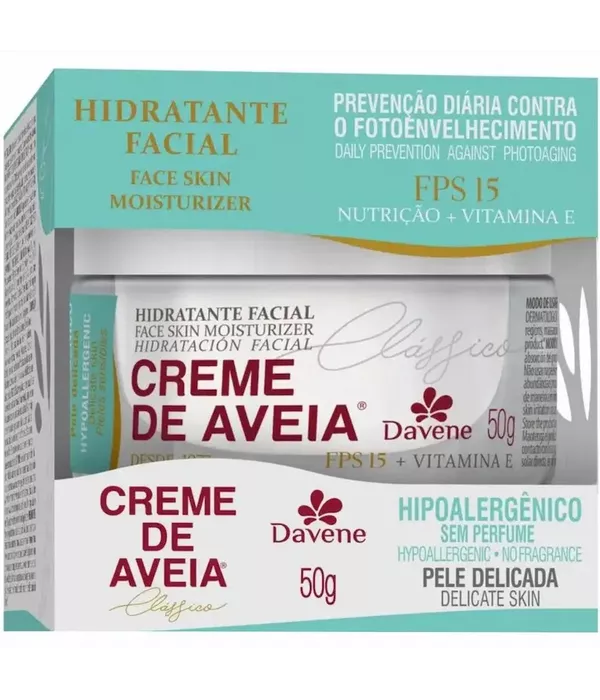 Davene Creme de Aveia Hidratante Hipoalergênico FPS15 50g