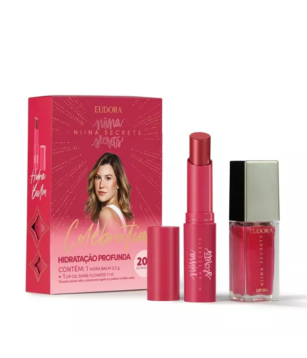 Eudora Niina Secrets Celebration: Hidra Balm 3,2g + Lip Oil Shine Flowers 7ml