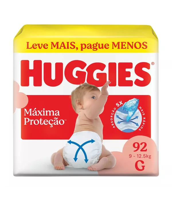 Huggies Fralda Máxima Proteção G 82 unidades