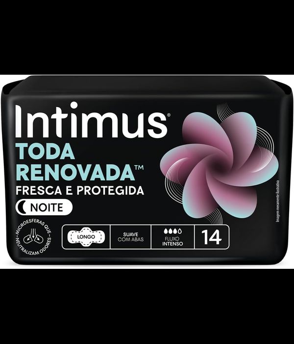 Intimus Absorvente Noturno Discreto Cobertura Suave com Abas com 14 unidades