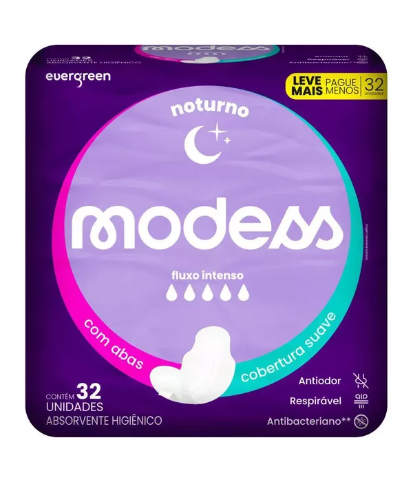MODESS ABSORVENTE NOTURNO COM ABAS 32UN