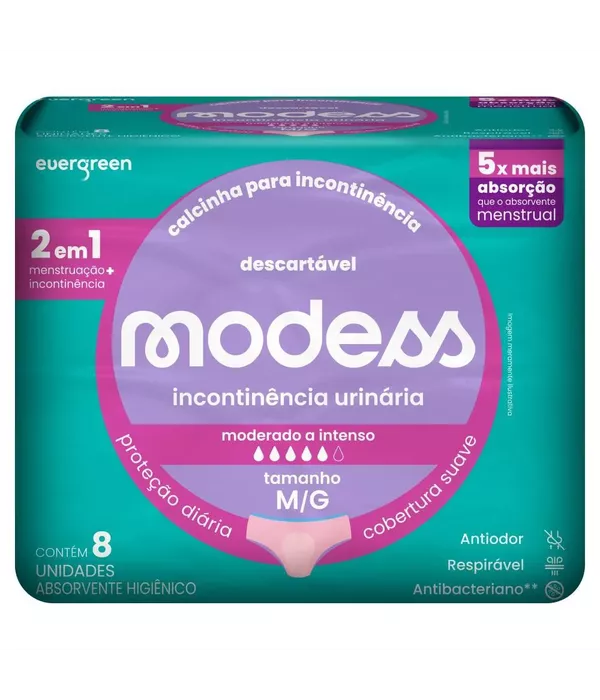 MODESS CALCINHA DESCARTáVEL PARA INCONTINêNCIA 8UN