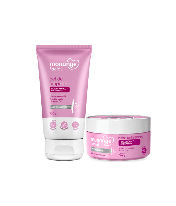 Monange Kit Facial Anti-Ressecamento Sabonete 120g + Gel Creme Antissinais 80g
