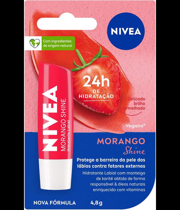 Nivea Hidratante Labial Morango Shine 4,8g