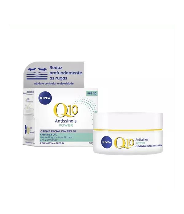 NIVEA Creme Facial Antissinais Q10 Power Dia FPS 30 Pele Mista a Oleosa 50g 