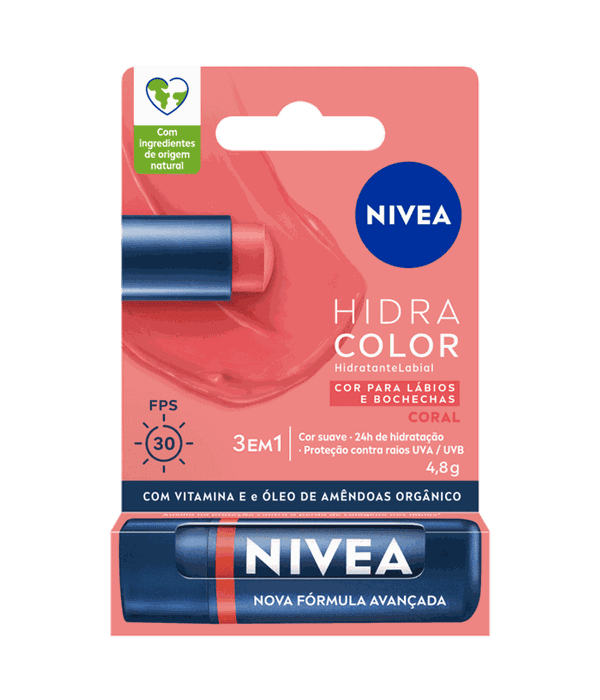 Nivea Hidra Color Hidratante Labial Coral FPS30 4,8g