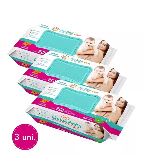 Meu Bebê Kit c/ 3 Lenços umedecidos