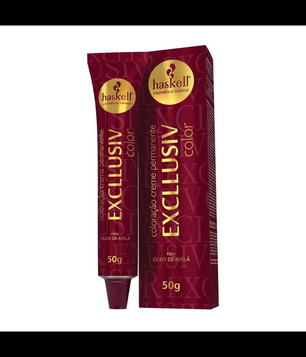 Haskell Coloração Creme Permanente Excllusiv Color 7.44 Louro Médio Cobre Intenso 50g