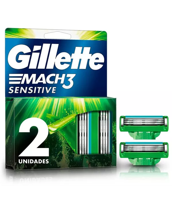 Carga para Aparelho de Barbear Gillette Mach3 Sensitive com 2 unidades
