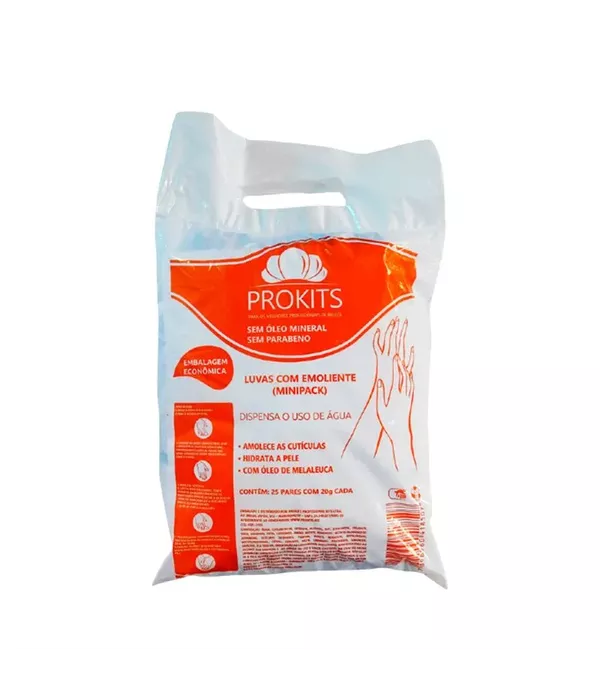 Prokits Luvas com Emoliente (mini pack) com 25 Pares com 20g cada