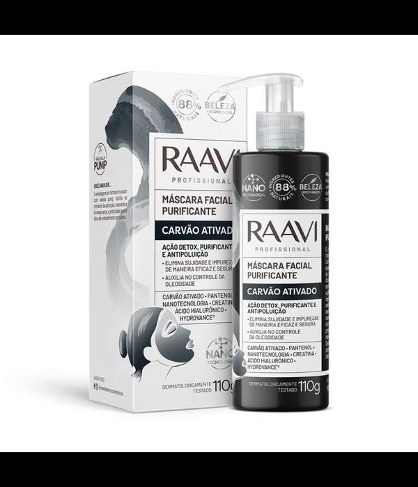 Raavi Máscara Facial Purificante Carvão Ativado 110g