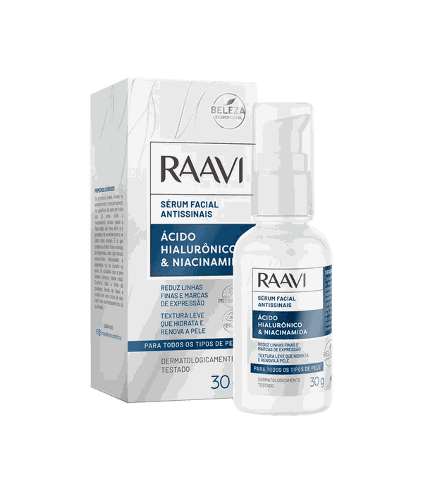 Raavi Sérum Facial Anticinais Ácido Hialurônico & Niacinamida 30g