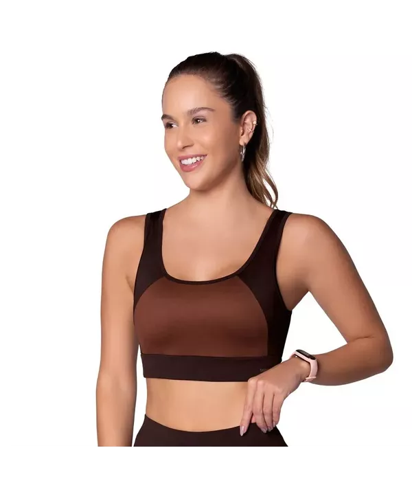 Selene Top com Bojo e Recorte Café/Marrom GG