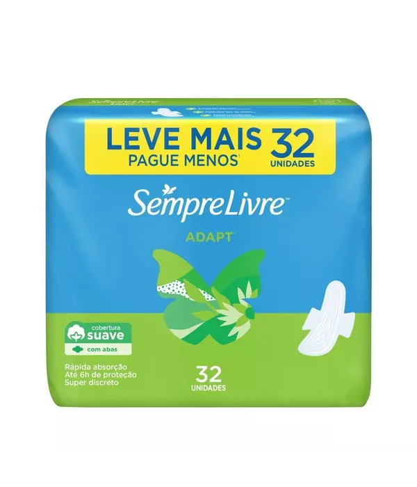 SEMPRE LIVRE ABSORVENTE ADAPT COBERTURA SUAVE 32 UNIDADES