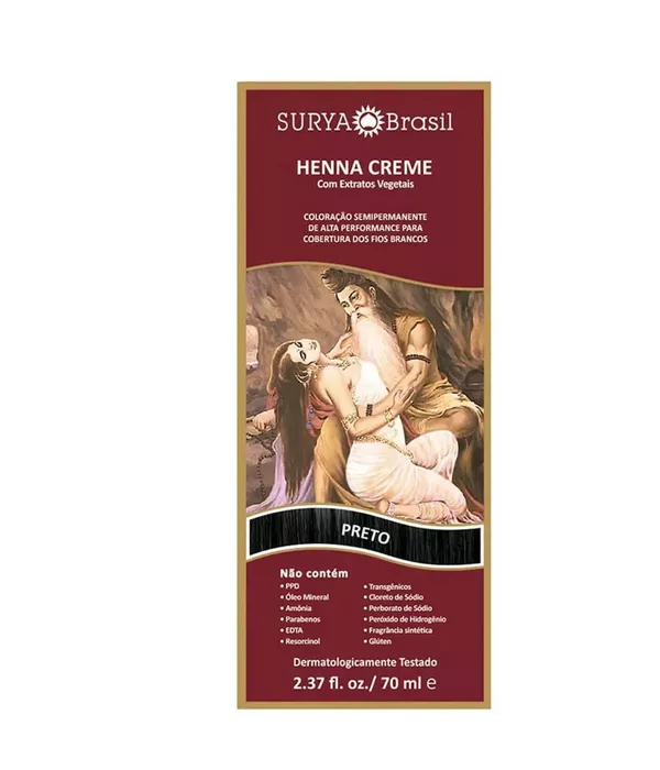 Surya Brasil Tinta de Cabelo Semi-Permanente Henna Creme - Preto