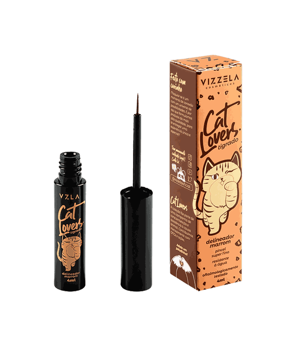 Vizzela Cat Lovers Tigrado Delineador Marrom 3,5ml