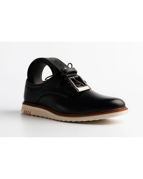 Sapato Casual Bergamo Couro Legítimo Preto + Brinde Exclusivo: Cinto