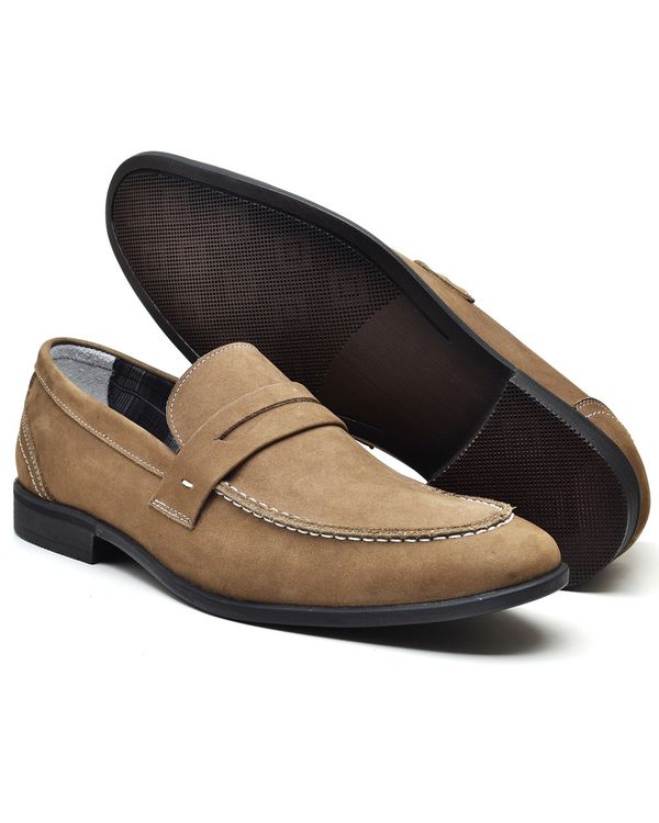 Mocassim Masculino Santarém - Couro Camurça Bege