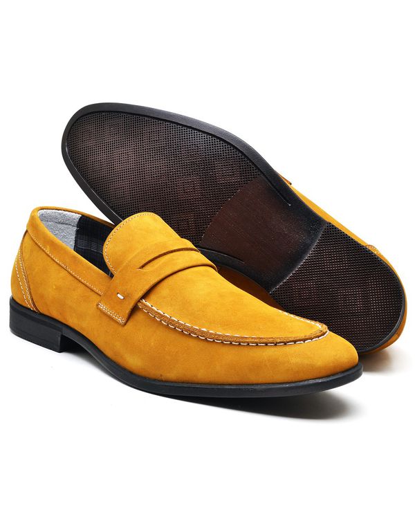 Mocassim Masculino Santarém - Couro Camurça Mostarda