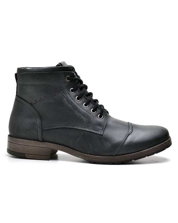 Coturno Masculino Jersey - Couro Legítimo Preto