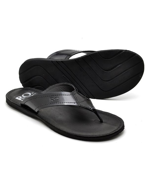 Chinelo de Dedo Em Couro Amazon Preto