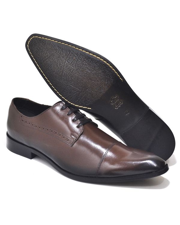 Sapato Social Classy - Em couro café - Sola de couro