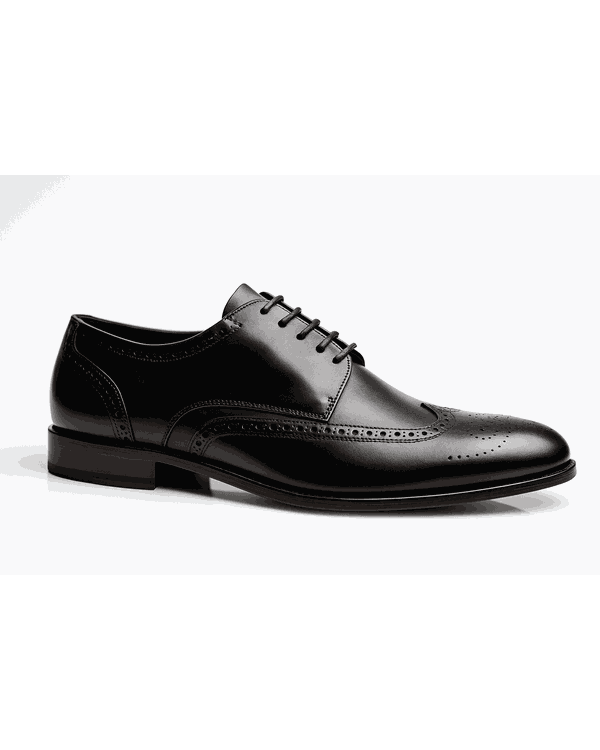 Sapato Social Trento - Derby em couro Preto- Sola de couro 