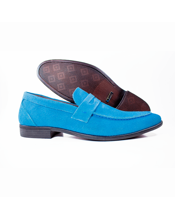 Mocassim Masculino Santarém - Couro Camurça Azul