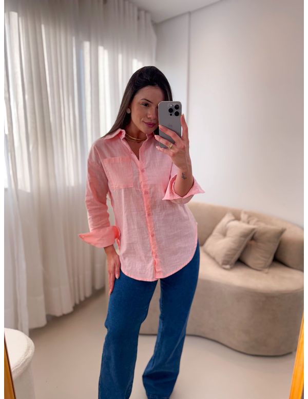 Camisa linho Beatriz Rosa - Marya Conceito