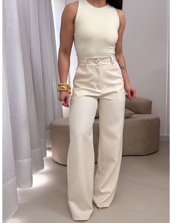 Calça Pantalona Brenda Bege - Marya Conceito